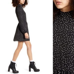 Polka dot mock neck dress